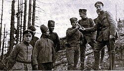 Russian troops meeting German troops in No Man's Land