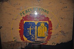 Sign from the "Peacekeeping Chapel" at the Marine Barracks, on display at the Armed Forces Chaplaincy Center, Fort Jackson.