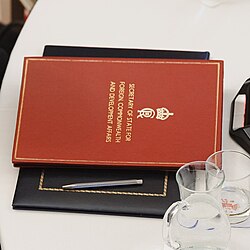 Charles's cypher on David Lammy's folder, 2025