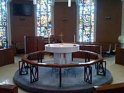 A United Methodist chapel in Kent, Ohio, near the main campus of Kent State University