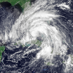 Tropical Storm Isaac approaching the Florida Keys on August 26