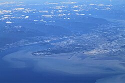 Aerial view of Greater Vancouver from the west, 2018