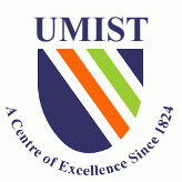 The UMIST emblem as used in the late 20th century (based on the arms of the institute, derived from the coat of arms of the lords of the manor of Manchester)