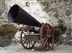 Hail cannon in an old castle in Banska Stiavnica, Slovakia