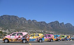 A fleet of privately owned taxis in Camps Bay