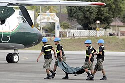 The bodies of "Alipio" and "Gabriel" at the Sinchis' base in Mazamari