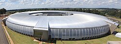 The Sirius particle accelerator building of Laboratório Nacional de Luz Síncrotron in Campinas, the only particle accelerator of this size in Latin America and the second in the world