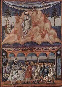 Joshua and the Israelite people, Carolingian miniature, c. 840