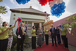 Lowcock at a DFID-Australian Aid Joint Liaison Office in Naypyidaw, Myanmar, 2013