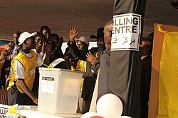 Kiir voting in the 2011 South Sudanese independence referendum