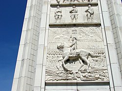Marshal Zhukov depicted on façade of Victory Memorial, Prokhorovka, Russia