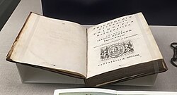The title page of the second edition (1713) of Newton's Philosophiae Naturalis Principia Mathematica. The first edition appeared in 1687 and is widely regarded as the founding document of theoretical physics in the modern sense.
