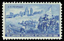 Antoine de la Mothe Cadillac on a 1951 stamp