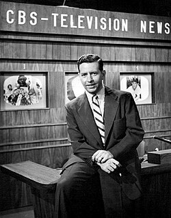 Douglas Edwards, who worked as a CBS News television and radio correspondent for four decades, on the CBS News set in 1952