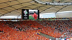 Dutch fans wearing the traditional orange colours at a 2006 World Cup match in Stuttgart