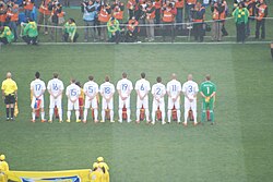 The Slovakia national team before the match against Italy at the 2010 FIFA World Cup