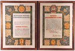 1911 Nobel Prize diploma