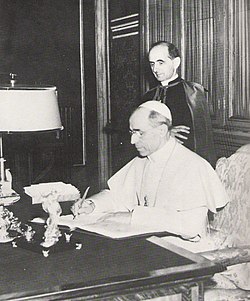 Montini alongside Pope Pius XII during his service at the Secretariat of State
