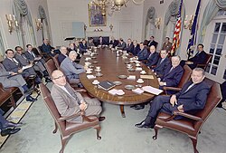 President Nixon and his cabinet in the White House in March 1971