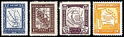 Paraguayan (1924, 1927 and 1932) and Bolivian (1928) stamps. The 1924 Paraguayan stamp shows no border with Bolivia. The 1927 stamp shows a border in the northern part of the Gran Chaco. By 1932, the border had moved even farther north and the disputed territory is called the Chaco Paraguayo; with a slogan saying "was, is and will be [ours]". The Bolivian stamp labels the region as the Chaco Boliviano.