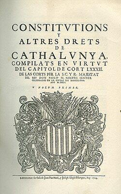 Catalan Constitutions (1702)