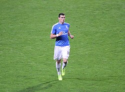 Bale training ahead of the Madrid derby against Atlético Madrid in September 2013