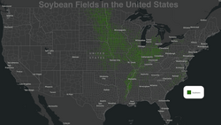 Map of soybean fields in the United States
