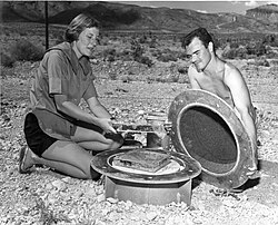 Laboratory mice being prepared for a radiation test at Los Alamos in 1957