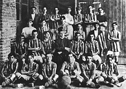An early San Lorenzo team posing with father Lorenzo Massa, c. 1908