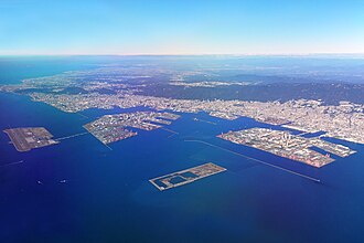 View of Kobe from an airplane
