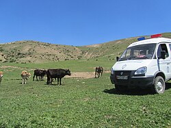 A mobile police reception in Leilek District