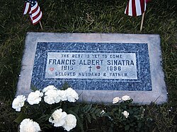 Sinatra's grave, as seen in 2004, located at Desert Memorial Park in Cathedral City, California (gravestone replaced in 2021)