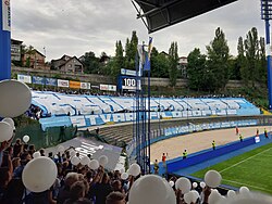 Celebration of the Maniacs for the 100 years of Željezničar during a league game against Velež Mostar, 18 September 2021