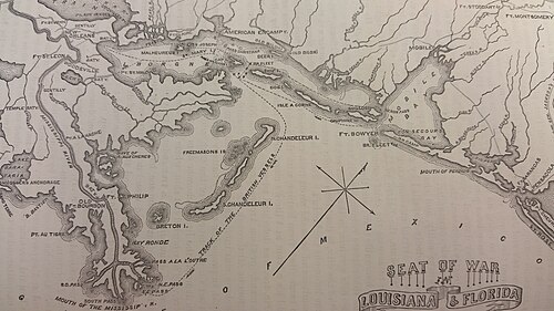 Route of British after the Battle of New Orleans[6]: 1036