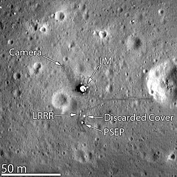 Tranquility Base, imaged in March 2012 by the Lunar Reconnaissance Orbiter
