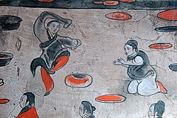 Depiction of a dancer from the Eastern Han dynasty, Dahuting tomb mural