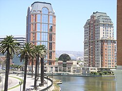 High-rise buildings by the shore