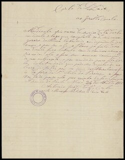 Letter where one can read that the slave Geraldo will be free with the condition of working for another 6 years (Brazil).