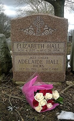 Hall's grave at Cemetery of the Evergreens in Brooklyn, New York, Terrace Hill Section, Grave 1252, March 2018