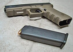 A Glock 22 pistol in .40 S&W caliber