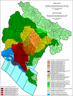 Expansion of Montenegro from 1711 to 1918 within present borders