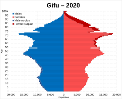 Gifu prefecture population pyramid in 2020