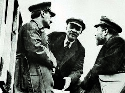 Leon Trotsky, Vladimir Lenin, and Lev Kamenev
