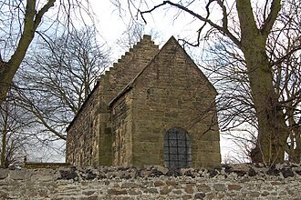 Escomb Church, a restored 7th-century Anglo-Saxon church. Church architecture and artefacts provide a useful source of historical information.