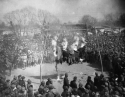 A paranja burning ceremony in the Uzbek SSR as part of Soviet Hujum policies