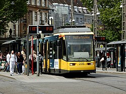 Tram in front of Karlsruhe's central station