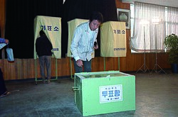 Man voting in the constitutional referendum