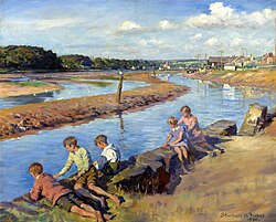 Young anglers at Hayle (1930)