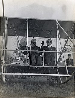 Theodore Roosevelt and pilot Arch Hoxsey before their 1910 flight in St. Louis