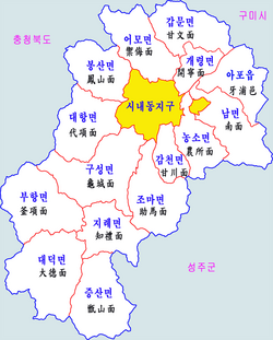 Map of Gimcheon in Korean